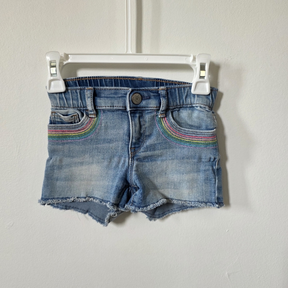 GAP Kids Blue Denim Shorts with Rainbow Trim